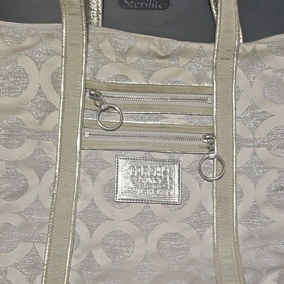 Coach Metallic Silver Tote Bag